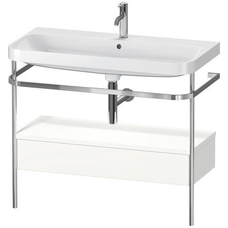 c-shaped Set with metal console and drawer, HP4843O3636 White Satin Matt, Lacquer, Shelf material: Highly compressed MDF panel