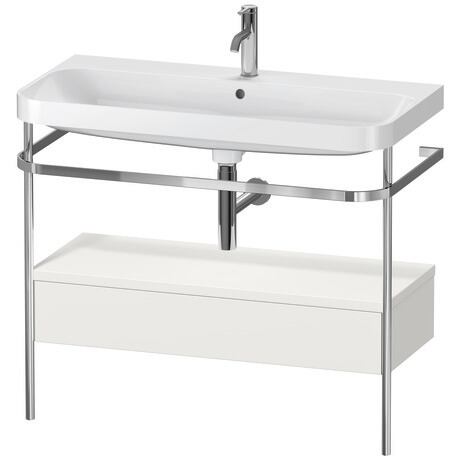 c-shaped Set with metal console and drawer, HP4843O3939 Nordic white Satin Matt, Lacquer, Shelf material: Highly compressed MDF panel