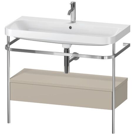 c-shaped Set with metal console and drawer, HP4843O6060 taupe Satin Matt, Lacquer, Shelf material: Highly compressed MDF panel