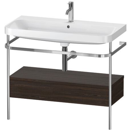 c-shaped Set with metal console and drawer, HP4843O6969 Brushed walnut Matt, Real wood veneer, Shelf material: Highly compressed three-layer chipboard