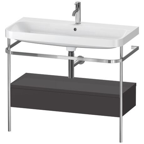 c-shaped Set with metal console and drawer, HP4843O8080 Graphite Super Matt, Decor, Shelf material: Highly compressed three-layer chipboard