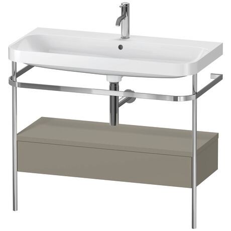 c-shaped Set with metal console and drawer, HP4843O9292 Stone grey Satin Matt, Lacquer, Shelf material: Highly compressed MDF panel