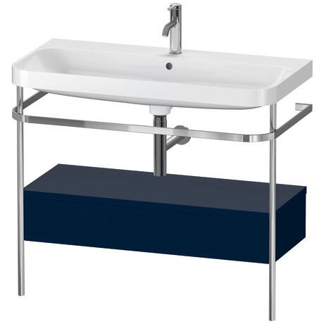 c-shaped Set with metal console and drawer, HP4843O9898 Night blue Satin Matt, Lacquer, Shelf material: Highly compressed MDF panel