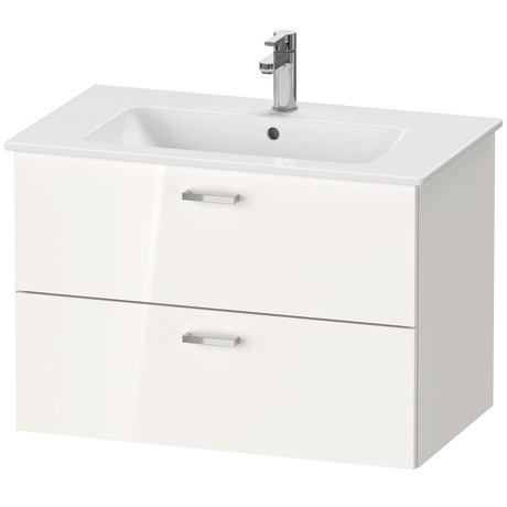 Möbelwaschtisch mit Waschtischunterbau und Spiegelschrank, XB007604545 Weiß Hochglanz, Dekor