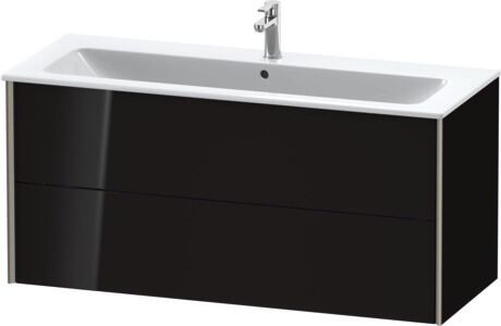 Vanity unit wall-mounted, XV41280B140 Black High Gloss, Lacquer, Profile: Champagne