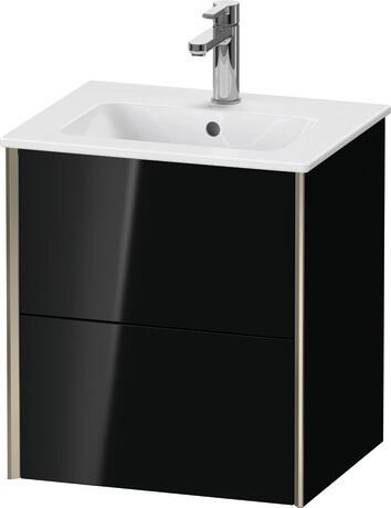 Vanity unit wall-mounted, XV43150B140 Black High Gloss, Lacquer, Profile: Champagne