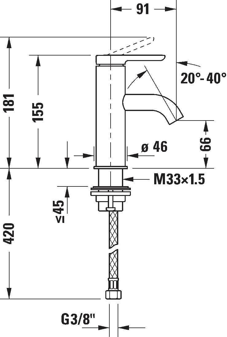 Mezclador monomando para lavabo S, C11010002
