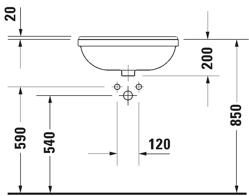 Semi-recessed washbasin, 031055