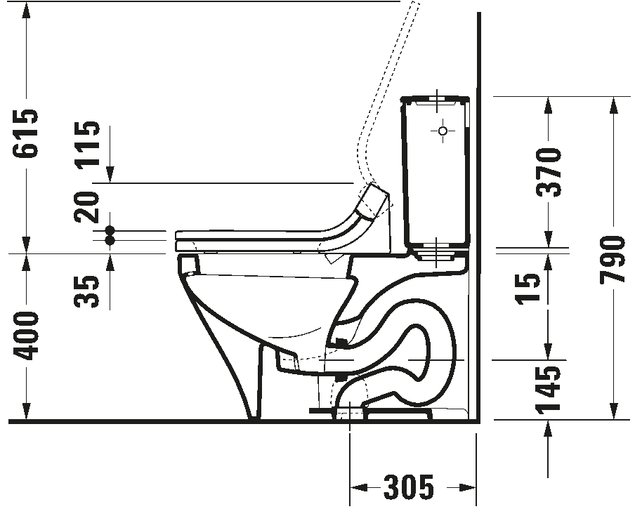 Two piece toilet for shower toilet seat, 216051