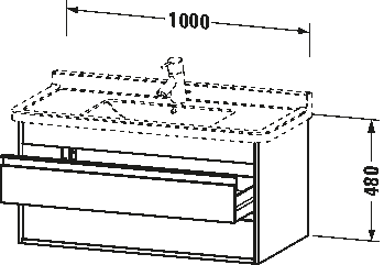 Mosdó alá építhető alsószekrény, falon függő, KT6645