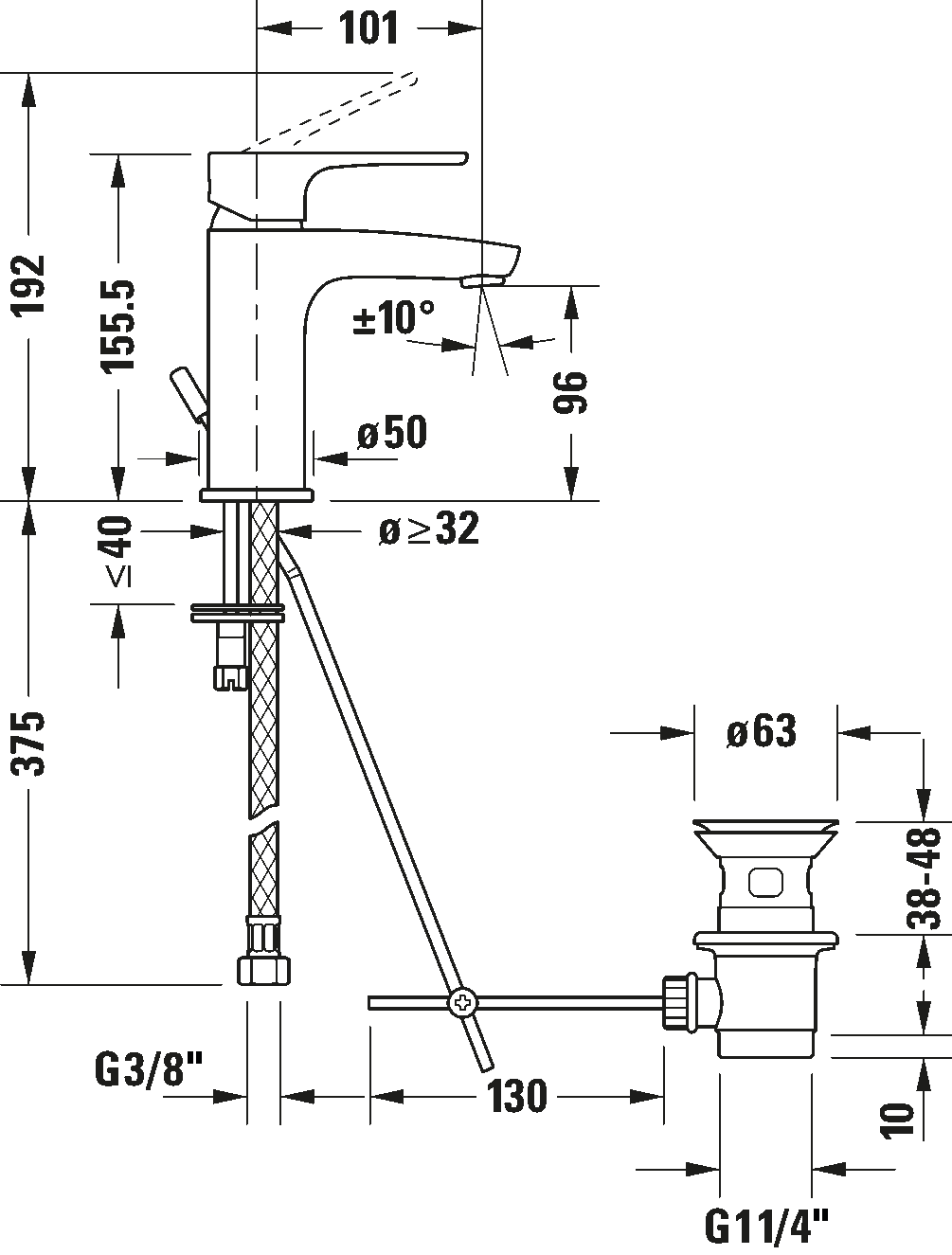 Mezclador monomando para lavabo S, B11010001