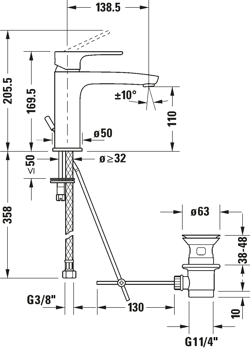Mezclador monomando para lavabo M, B11020001
