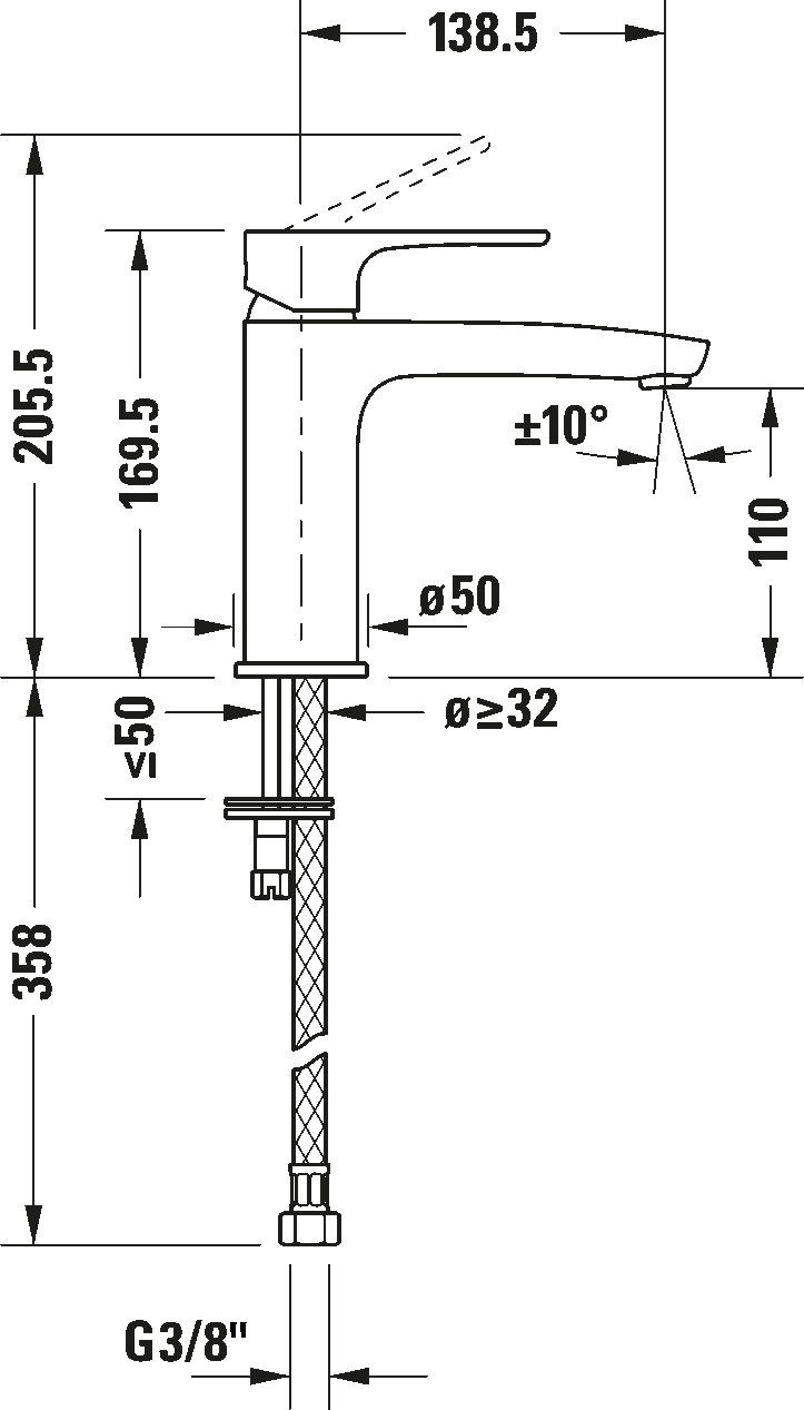洗面用シングルレバー混合水栓 M, B11020002