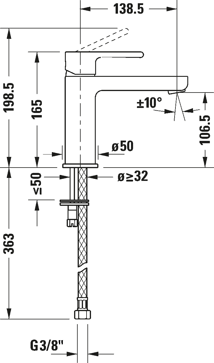 Mezclador monomando para lavabo M, B21020002