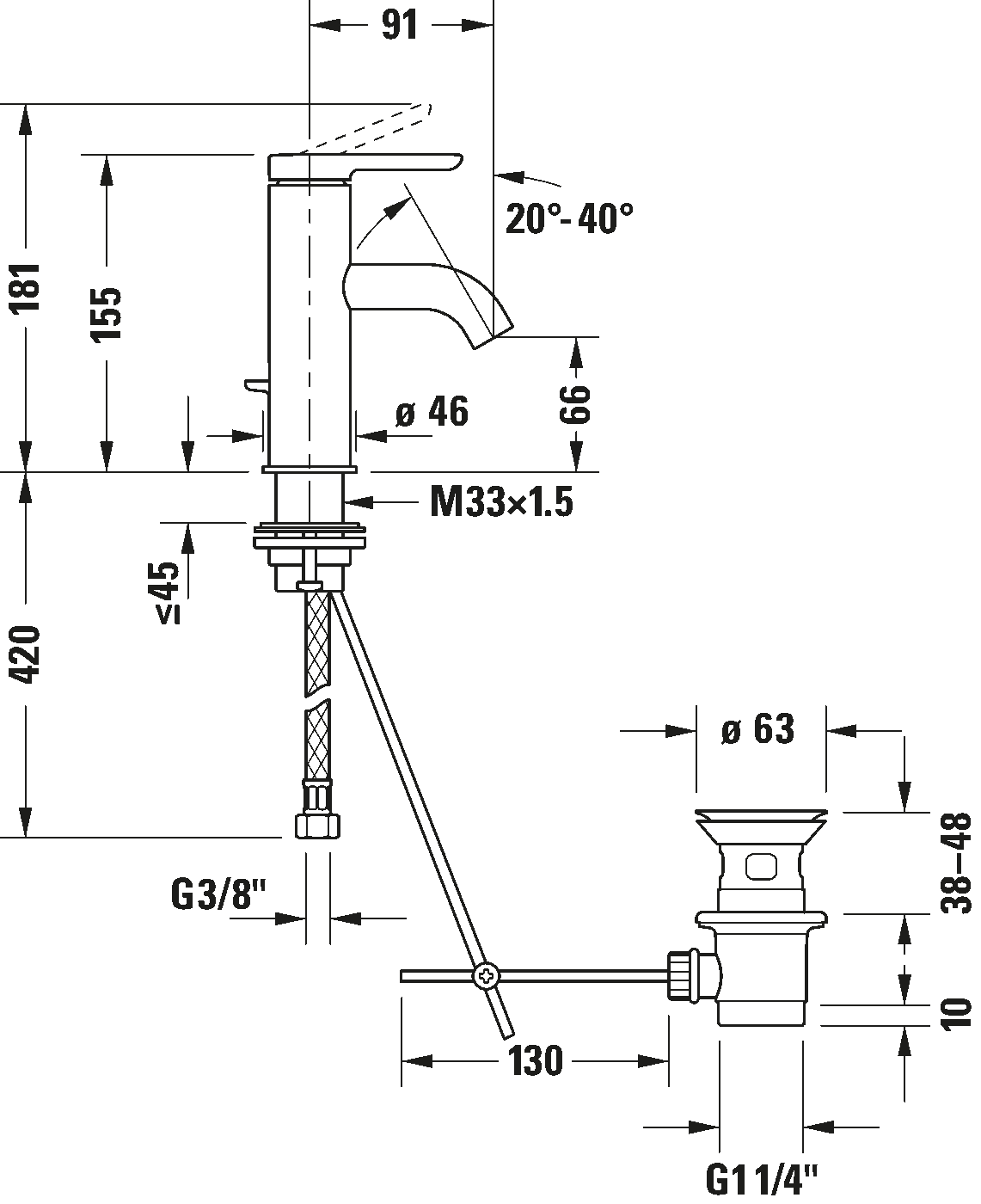 Mezclador monomando para lavabo S, C11010001