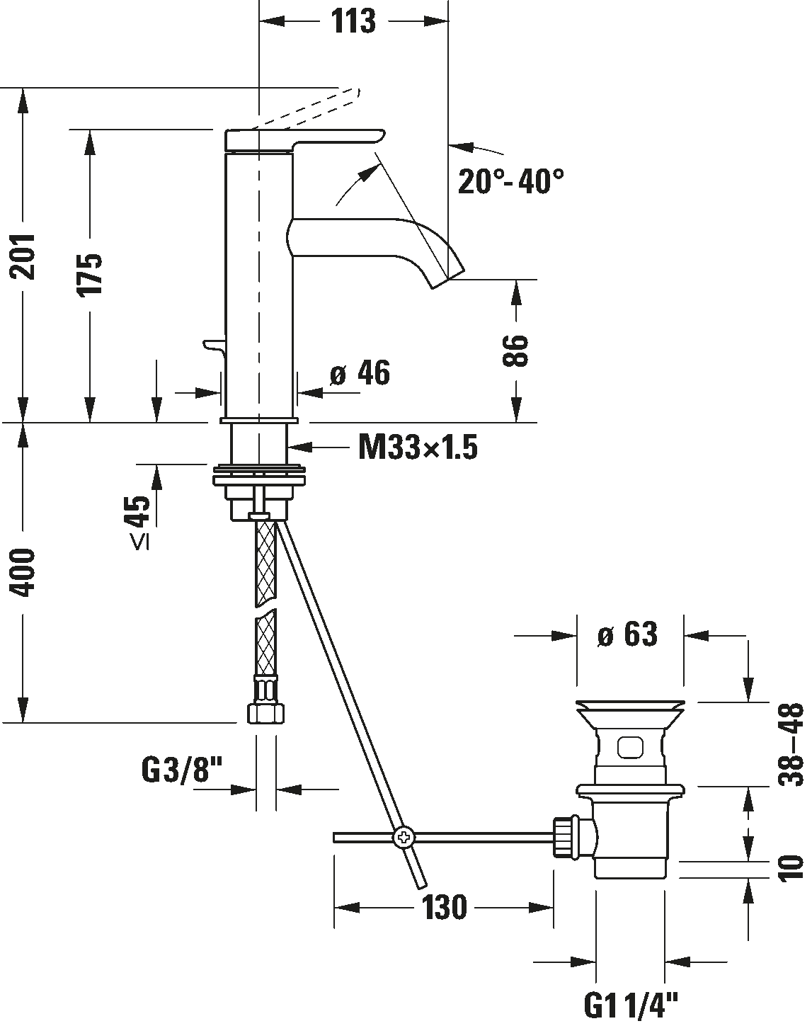 Mezclador monomando para lavabo M, C11020001