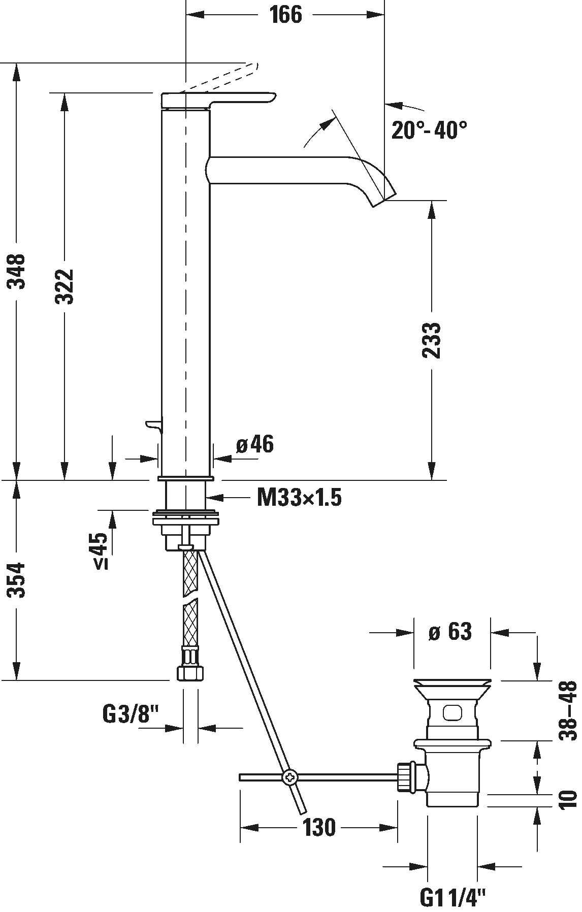 Miscelatore monocomando per lavabo XL, C11040001