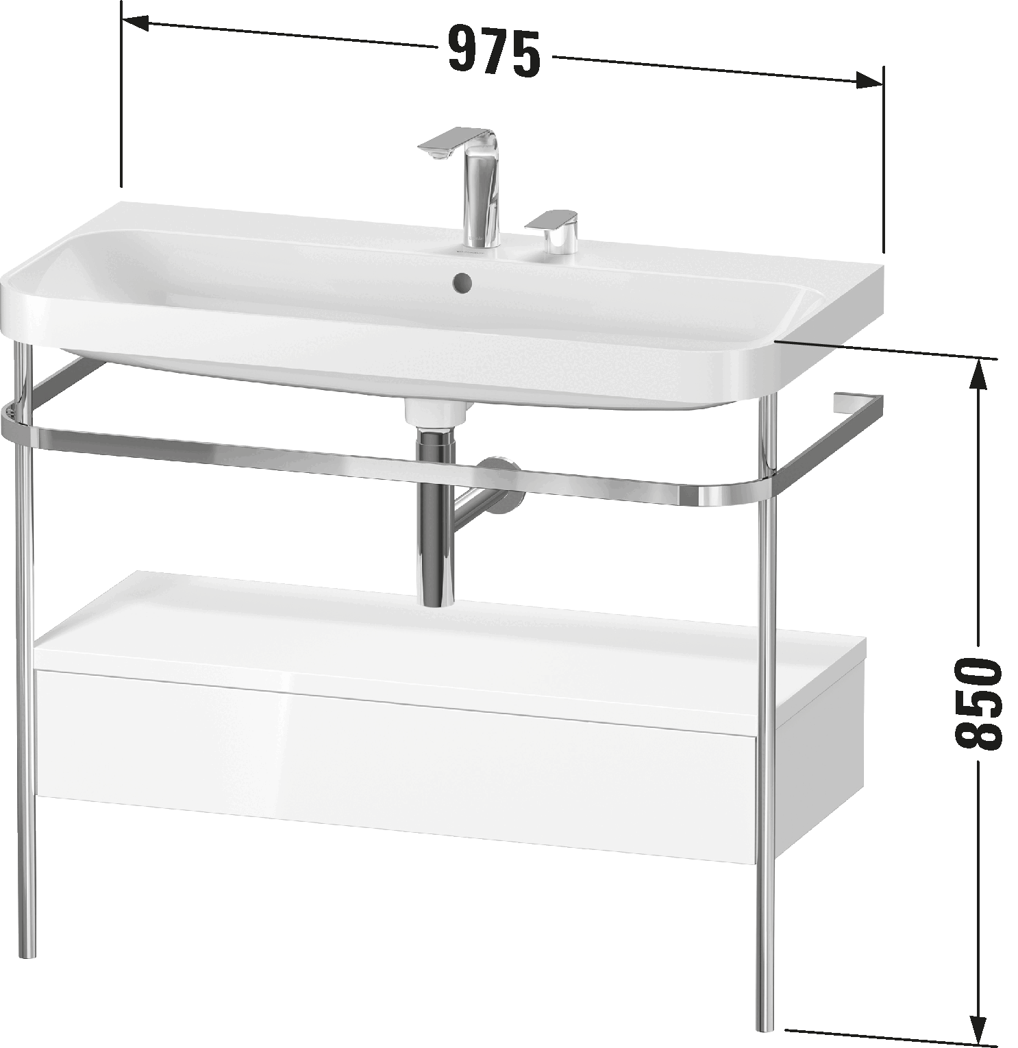 c-shaped Set with metal console and drawer, HP4843 E/N/O
