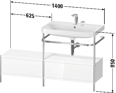 Pack c-shaped avec console métallique et tiroirs, HP4857 E/N/O