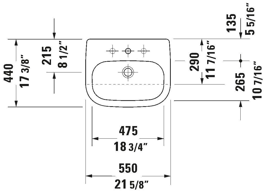 Lavabo semi-encastré, 033955