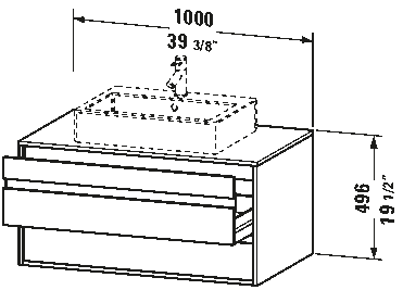 Meuble sous lavabo suspendu pour plan de toilette, KT6655