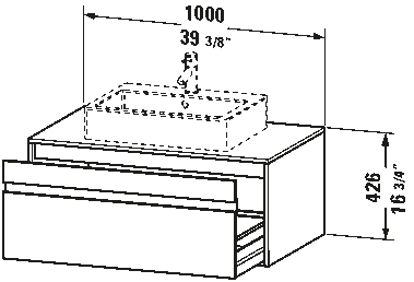 Meuble sous lavabo suspendu pour plan de toilette, KT6695