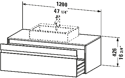 Meuble sous lavabo suspendu pour plan de toilette, KT6696