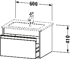 Mosdó alá építhető alsószekrény, falon függő, KT6418