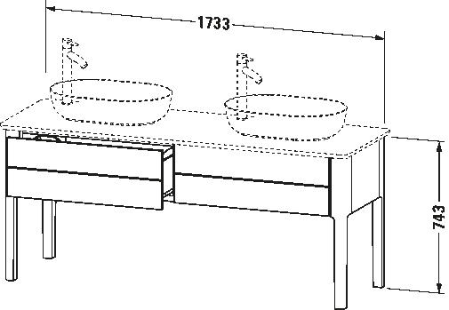 Mueble bajo lavabo al suelo con encimera, LU9562 B
