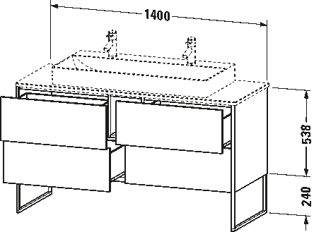 Mueble bajo lavabo al suelo con encimera, XS4925 M
