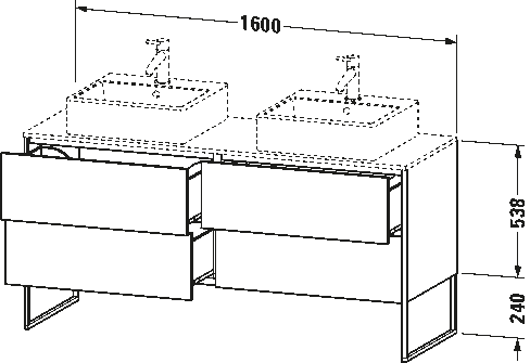Mueble bajo lavabo al suelo con encimera, XS4927 B