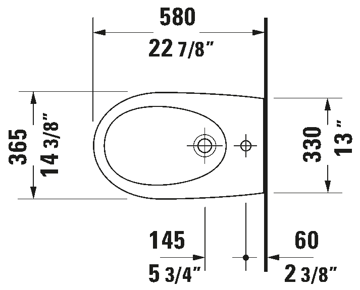 Vægmonteret bidet, 253115