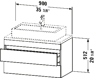 Meuble sous lavabo suspendu pour plan de toilette, DS5308