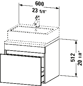 Meuble sous lavabo suspendu pour plan de toilette, DS5310