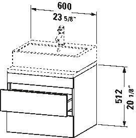 Meuble sous lavabo suspendu pour plan de toilette, DS5315