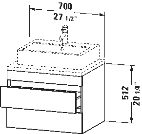 Meuble sous lavabo suspendu pour plan de toilette, DS5316