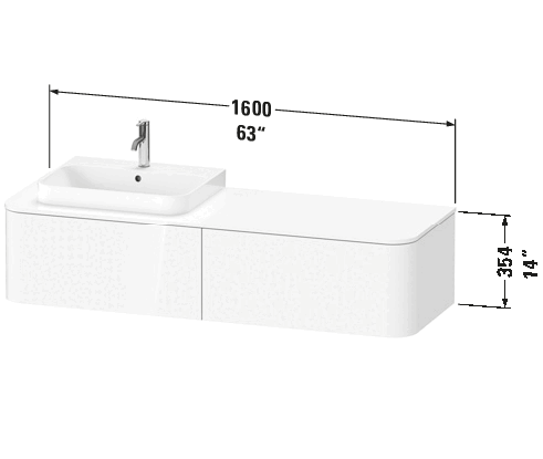 Meuble sous lavabo suspendu pour plan de toilette, HP4944 L/R