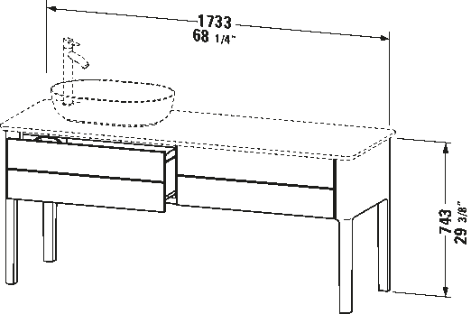 Console vanity unit floorstanding, LU9563 L/R