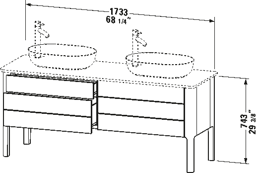 Console vanity unit floorstanding, LU9567 B