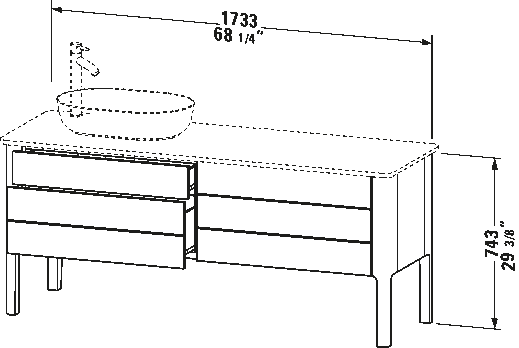 Console vanity unit floorstanding, LU9568 L/R