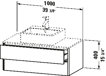 Meuble sous lavabo suspendu pour plan de toilette, XS4911