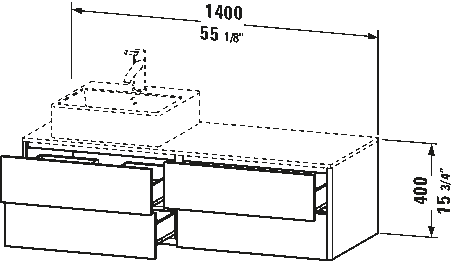 Console wastafelonderbouw hangend, XS4913 L/R