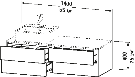 Meuble sous lavabo suspendu pour plan de toilette, XS4913 L/R