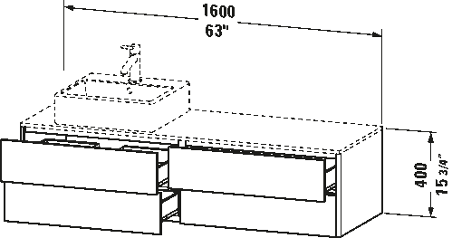 Console wastafelonderbouw hangend, XS4914 L/R