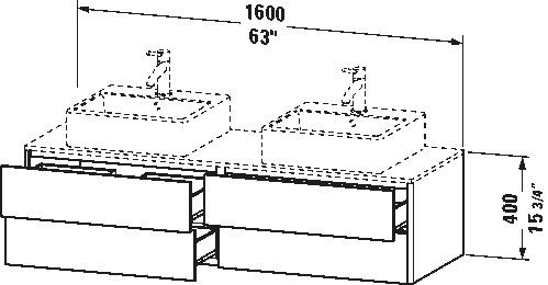 Meuble sous lavabo suspendu pour plan de toilette, XS4917 B