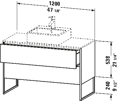 Console vanity unit floorstanding, XS4922