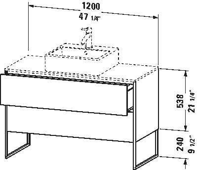 Meuble sous lavabo à poser pour plan de toilette, XS4922