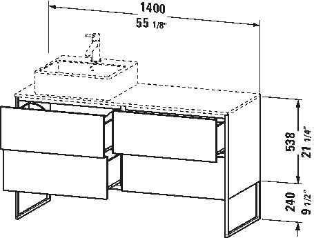 Console vanity unit floorstanding, XS4923 L/R