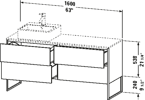 Meuble sous lavabo à poser pour plan de toilette, XS4924 L/R