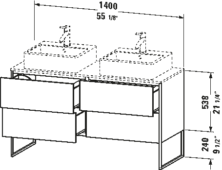 Meuble sous lavabo à poser pour plan de toilette, XS4926 B